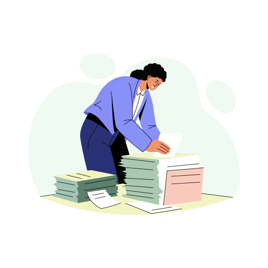Searching Files, Documents, Sorting, Employee, Working illustration