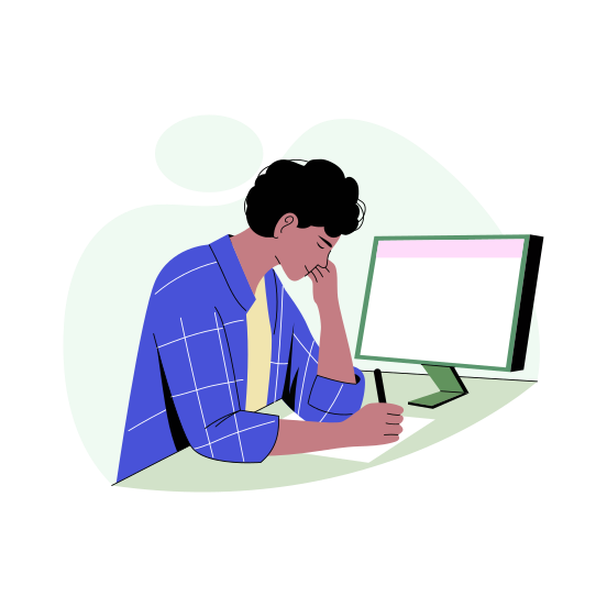 Tired Employee, Sad, Burnout, Workaholic, Character, illustration
