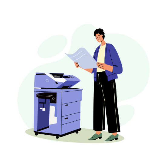Using Printer, Scanning, Employee, Working illustration