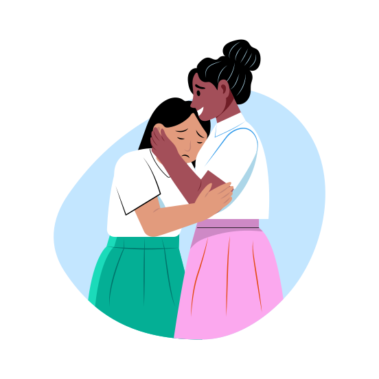 Consoling, Condoling, Friends, Classmates, Students, illustration