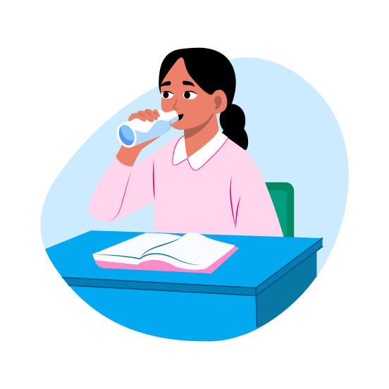 Drinking Water, Break, Class, Student, Pupil illustration