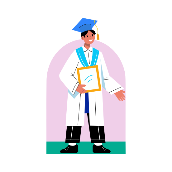 Graduate Student, Degree Holder, Scholar, Diploma, Certificate, illustration