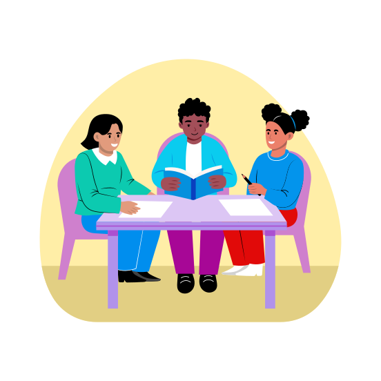 Group Study, Learning, Class, Education, Friends illustration