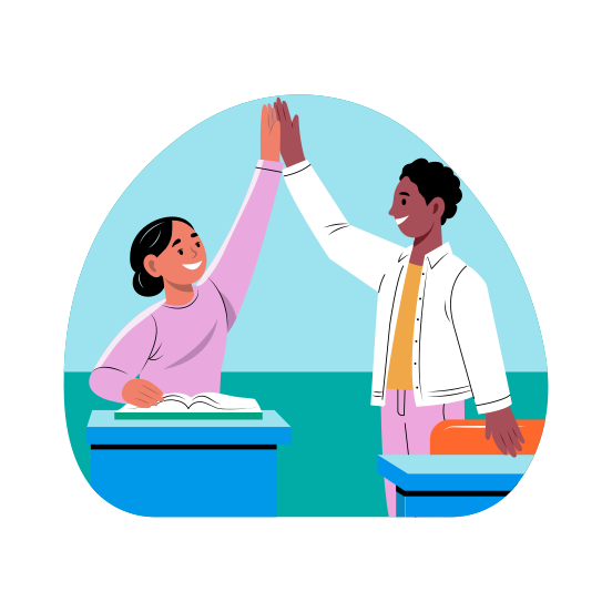 High Five, Greetings, Students, Happy, Friends illustration