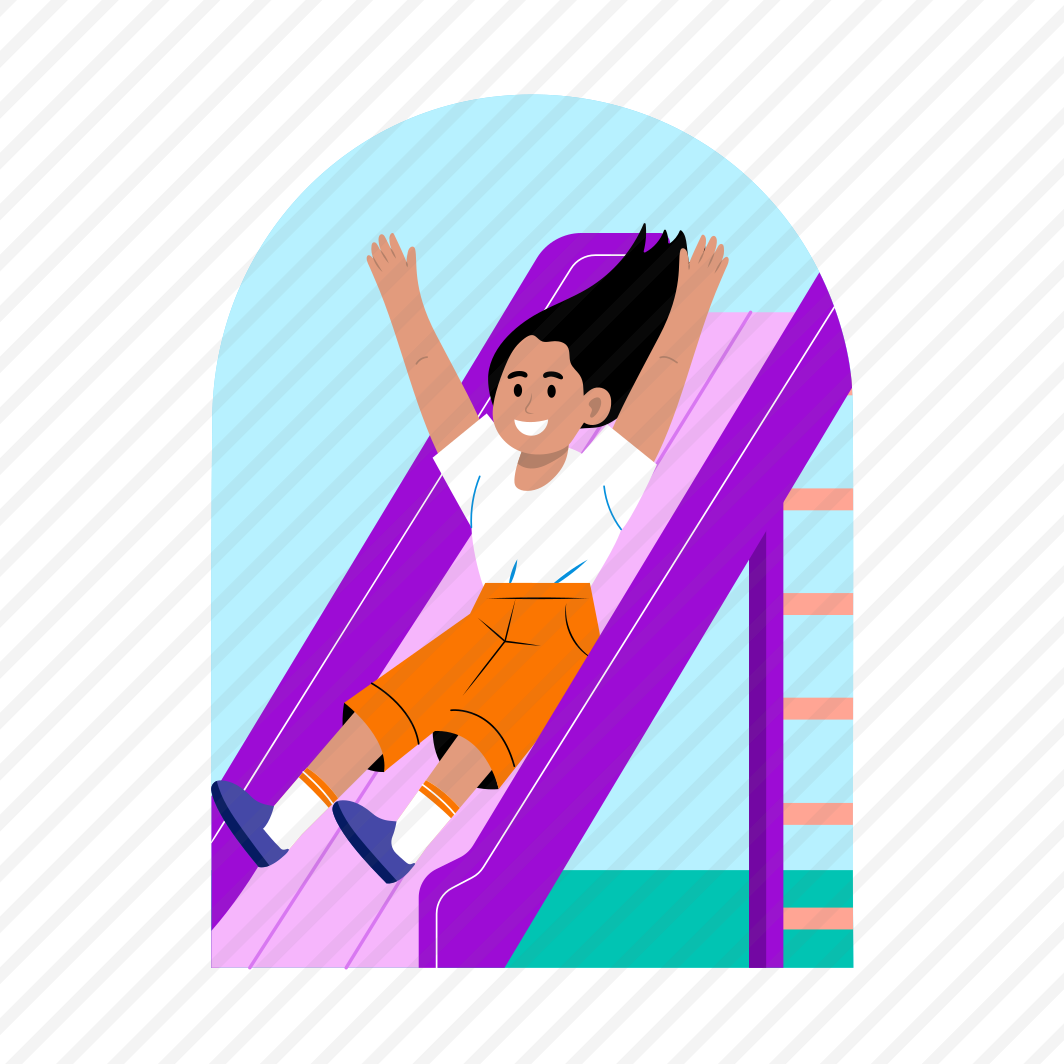 Kid Slide, Playing, Happy, Enjoying, Recess Time preview