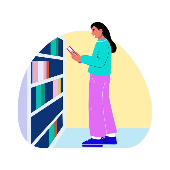 Library, Reading Book, Student, Studying, Bibliophile illustration