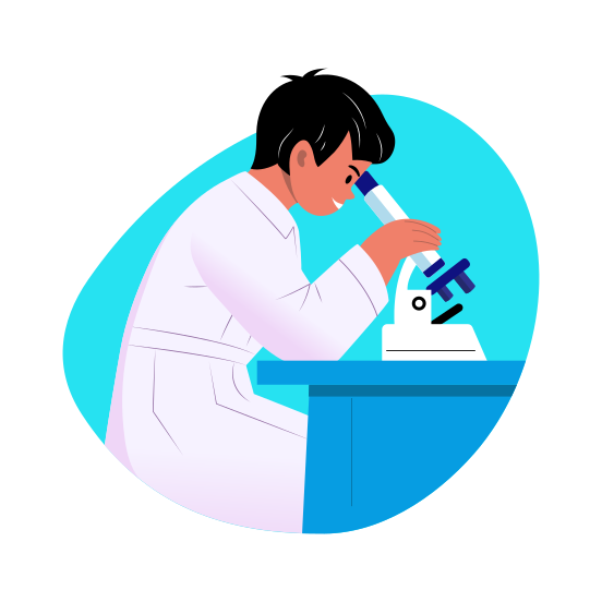 Microscopic Research, Analysis, Experiment, Laboratory, Science Student illustration