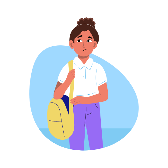 Nervous Student, Anxious, Worried, Uncomfortable, Pupil illustration