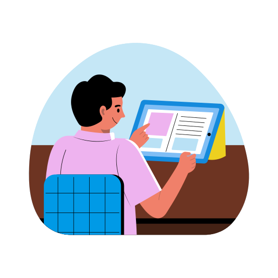 Online Study, Class, Technology, Student, Educational illustration