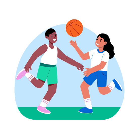 Playing Basketball, Sport, Game, Students, Activity illustration