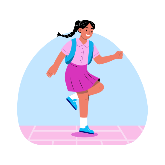 Playing Hopscotch, Game, Recess Time, Activity, Student, illustration