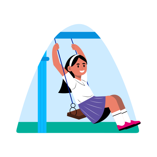 Recess Play, Swinging, Student, Kid, Enjoying illustration