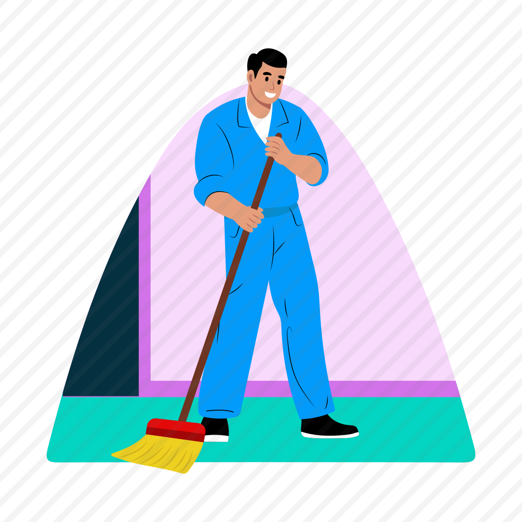 School Janitor, Cleaning, Sweeping, Working, Cleaner preview