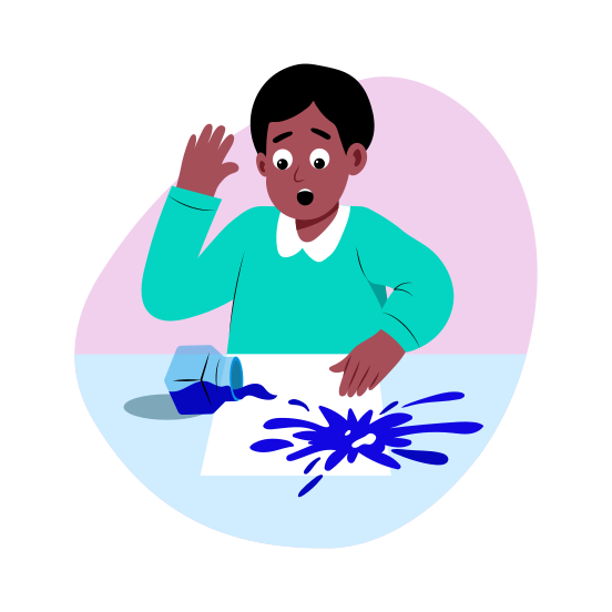 Spilling Ink, Shocking, Student, Mess, School Activity illustration