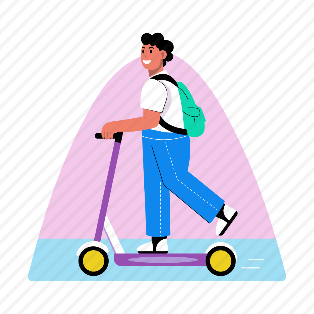 Student Riding, Travel, Scooter, Happy, Going School preview