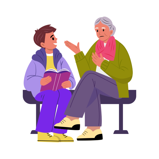Bridging Generations, Conversation, Understanding, Talk, Communication illustration