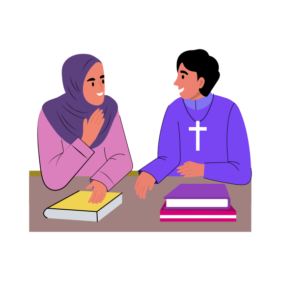 Conversation, Talk, Chat, Friends, Multicultural illustration