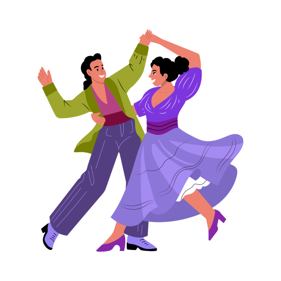 Couple Dance, Performing, Enjoying, Celebrating, Festive illustration