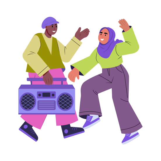 Dance Party, Enjoying, Performing, Celebrating, Happy illustration