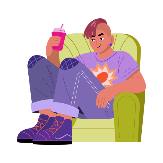 Fashionable Boy, Stylish, Elegant, Punk, Character, illustration