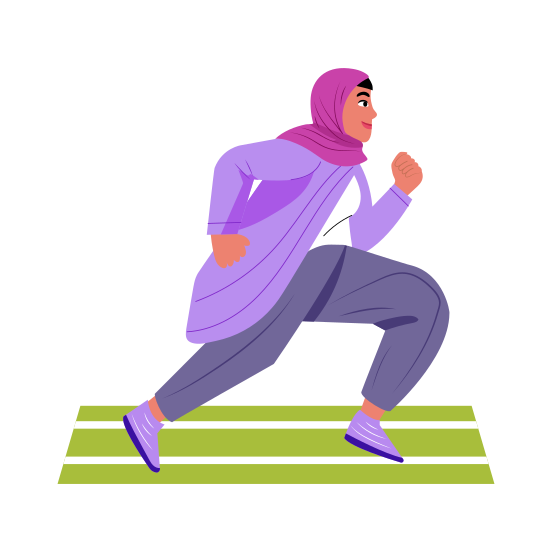 Female Athlete, Sportswoman, Running, Racing, Character illustration