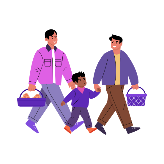 Gay Parenting, Adoption, Fatherhood, Parenthood, Family, illustration