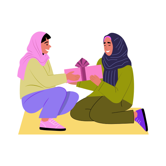 Giving Gift, Present, Surprise, Friends, Friendship illustration