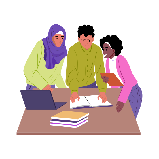 Group Study, Learning, Education, Friends, Doing Assignment illustration