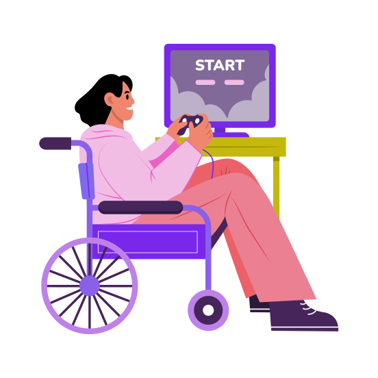 Handicap, Disabled, Accessible, Playing Game, Enjoying illustration