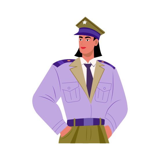 Lady Police, Officer, Security, Professional, Character illustration