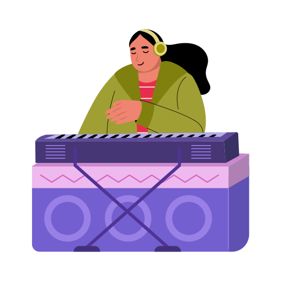 Musician, Dj, Jockey Mixer, Turntable, Character illustration