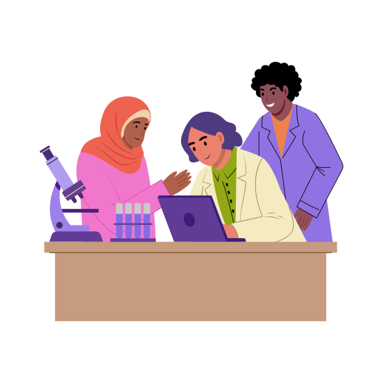Scientists, Lab Workers, Researchers, Experiment, Diversity, illustration