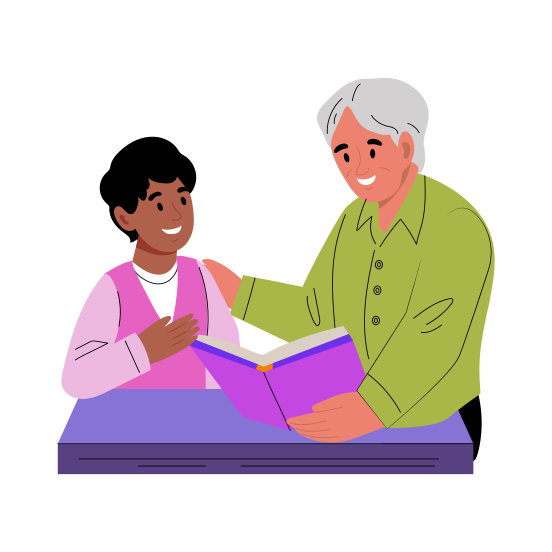 Storytelling, Grandfather, Elderly, Reading, Story illustration