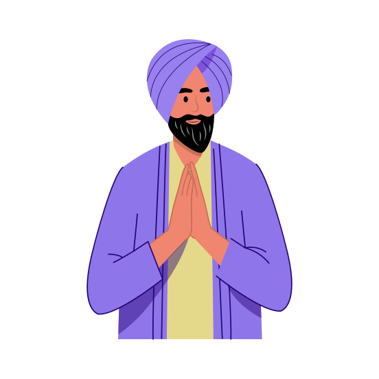 Turban Man, Sikh, Cultural, Traditional, Character illustration