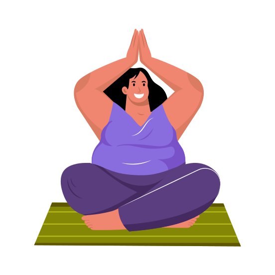 Yoga, Exercising, Fitness, Posing, Fat Woman illustration