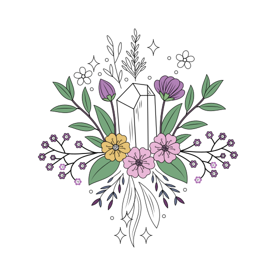 Floral Crystal, Precious, Stone, Gem, Gemstone illustration