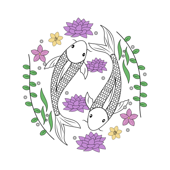 Pisces Fish, Zodiac, Symbol, Animal, Mystical illustration