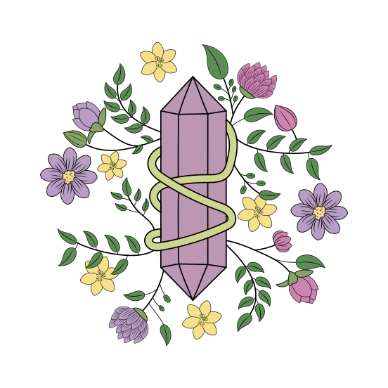 Quartz, Crystal, Gem, Gemstone, Floral illustration