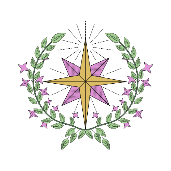 Shining Star, Celestial, Nature, Wreath, Luminary illustration