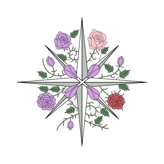 Starburst Roses, Floral, Blooming, Nature, Flower illustration