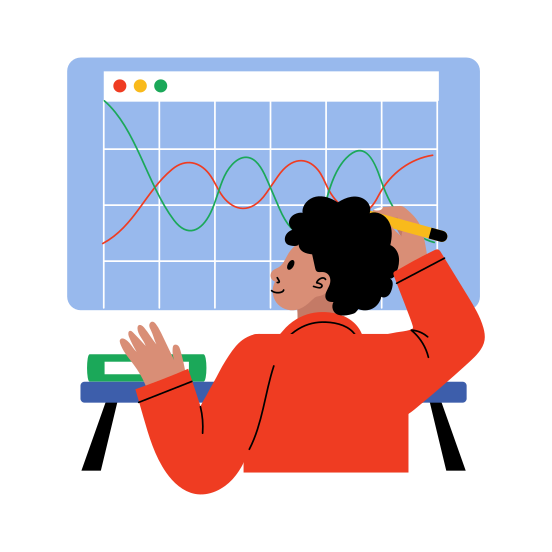 Drawing Graph, Diagram, Homework, Online Class, Elearning illustration