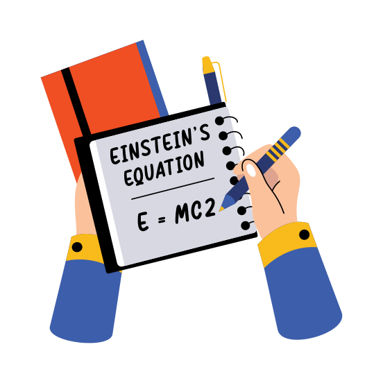Einstein Equation, Formula, Homework, Notebook, Writing illustration