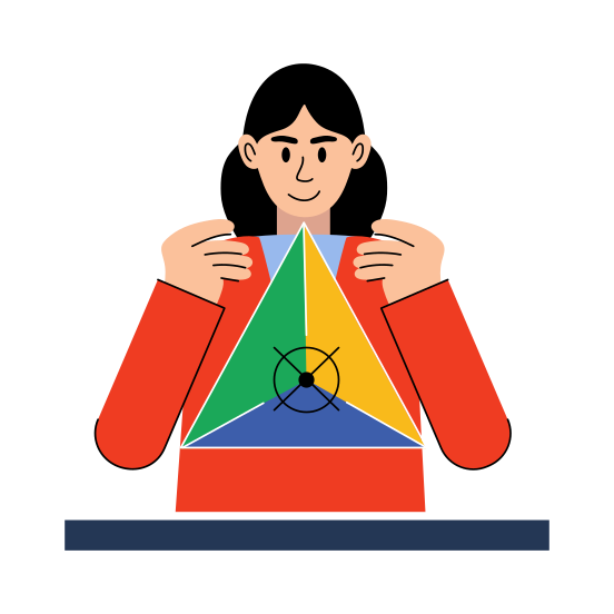 Girl Student, Geometry, Pyramid Shape, Diagram, Pupil, illustration