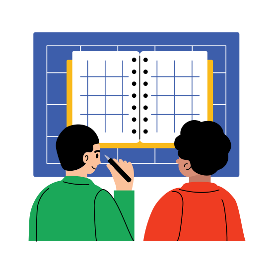 Group Study, Combine Study, Students, Pupils, Homework illustration