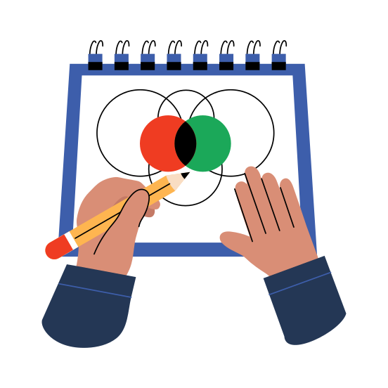 Interacting Circles, Venn Diagram, Homework, Studying, Notes illustration