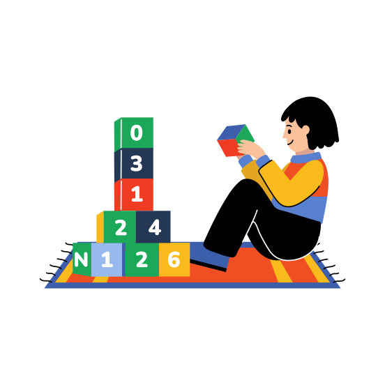 Learning Blocks, Educational Toy, Playing, Kindergarten, Activity illustration