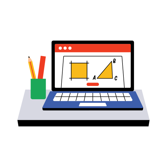 Online Math, Tutorial, Lesson, Elearning, Lecture illustration