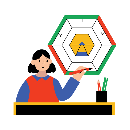 Student Drawing, Hexagonal Shape, Geometry, Student, Homework illustration