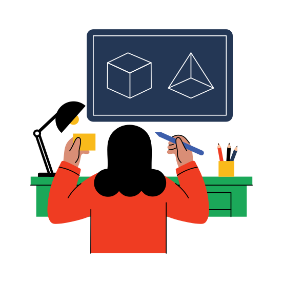 Studying, Geometry, Class, Lesson, Learning illustration