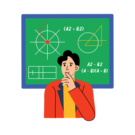 Thinking, Solving, Concentrating, Mathematics, Student illustration